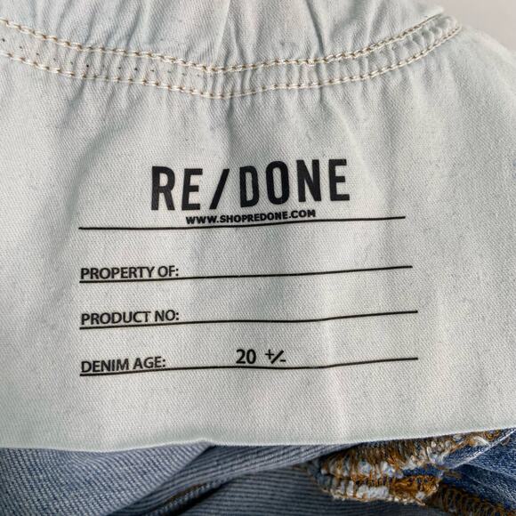 RE/DONE 70s Originals Straight Jeans Sanded Blue Denim Raw Hem Boho Size 30 - Picture 9 of 11